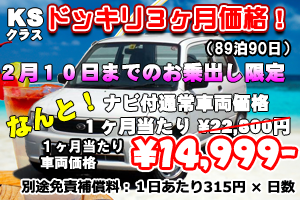 KSクラス 3ヶ月キャンペーン ナビ付(90日)