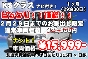 KSクラス ビックリ価格!キャンペーン ナビ付(30日)